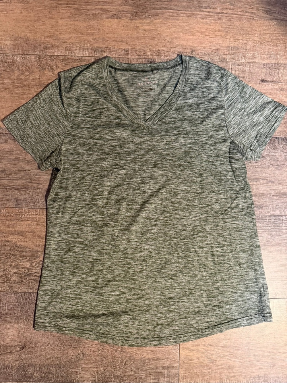 Danskin Olive Heather V-Neck Short Sleeve Tee